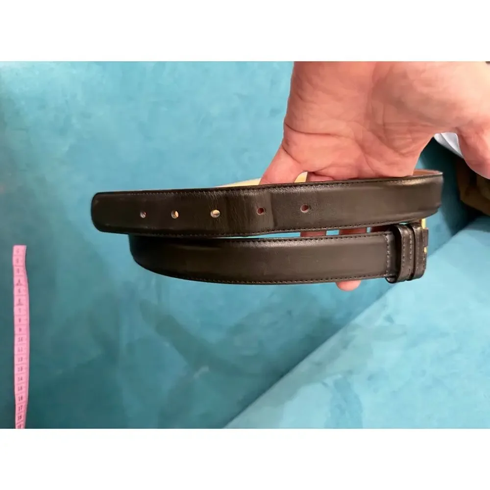 Coach Black Leather Belt with Gold Buckle